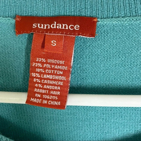 Sundance Teal Blue Green Cashmere Wool Blend Pullover Sweater Size Small - Picture 2 of 4